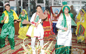 Students of the The Tribune Model School present a dance during the 125th anniversary celebrations of The Tribune in Chandigarh on Tuesday.