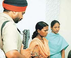 Two girls, who were working as domestic help in the house of a city-based doctor, after their release by a team led by SDM in Ludhiana