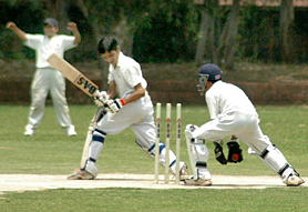A match in progress between St Johns Cricket Academy (B) and ICL Eleven at St Johns High School, Sector 26, Chandigarh, on Thursday.
