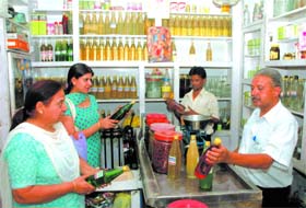 Customers choose their flavour at the shop of Vaid Chandu Lal and Sons