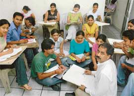 Enthusiastic students struggling to draw different concepts in Anil Vadheras three-room apartment in Sector 18, Chandigarh. 