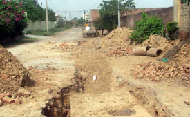 A road in poor shape in Doraha