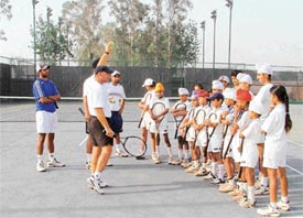 Budding players receive tips at Harvest Tennis Academy in Jassowal