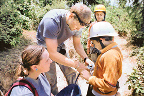 Excited kids ready to scale the mountains
