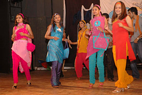 Students take part in a fashion show organised at the Lovely Institutes near Jalandhar on Saturday. Designers from the institutes fashion technology department presented their creations in the event.