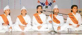 Students of BCM Model Arya School during the opening day of a summer camp in Ludhiana