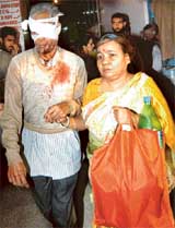 An injured tourist in a hospital in Srinagar after militants lobbed two hand grenades in tourist vehicles near Dal Lake in Srinagar on Wednesday