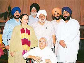 The newly elected president of GNN College, Doraha, Ms Roop Brar (garlanded), alongwith chief patron Bibi Bhagwant Kaur and other committee members.