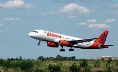 Indians A 320 takes off from Bhopal to Delhi from Raja Bhoj airport in Bhopal 