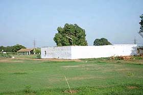A structure which has been raised by a religious sect in Maloya village in violation of the Periphery Act