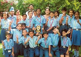 Winners of table soccer championship in joyous mood