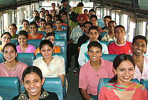 Students of six colleges from Jalandhar and Kapurthala leave for Andhra Pradesh as part of a cultural exchange programme organised by the Directorate of Youth Services, Jalandhar, on Tuesday.