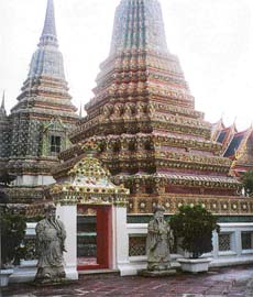 All temples are guarded by two large demons or dwarpalikas