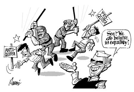 Editorial cartoon by Rajinder Puri