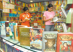 Busy Browsing: Bestsellers displayed attractively at a popular bookshop in Chandigarh.