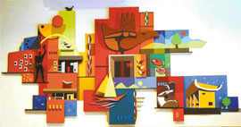 Narinders mural occupies a pride of place at Capital Book Depot, Sector 17.