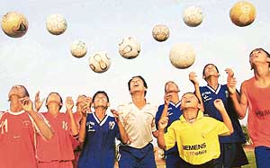 Future Peles ! Even as the football World Cup got under way in Germany on Friday, trainees at the Chandigarh Football Academy hone their skills in the city on Saturday. 