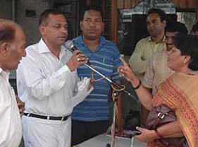 Ambala Cantt MLA D.K. Bansal addresses a meeting in Ambala on Saturday. 