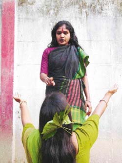 A play being performed by blind artistes