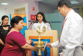 Ms Raji P.Srivastava, Joint Secretary Finance, Chandigarh, lights the lamp at the prize distribution ceremony organised by the British Council Library to celebrate its sixth year in Chandigarh on Sunday.