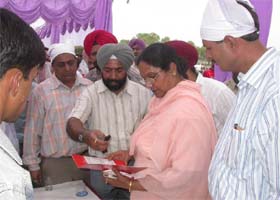 Ms Lakhvinder Kaur Garcha, OSD to the Punjab CM, after laying the foundation stone of a housing society in Kharar
