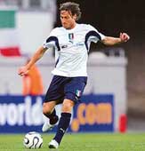 Italian forward Francesco Totti kicks the ball during a training match at Duisburgs stadium on Friday.