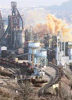 A file photo of a steel factory owned by Arcelor.