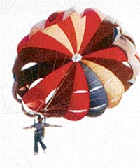 A woman parasailer performs at a parasailing camp in Jodhpur