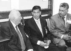 The Chief Justice of India, Mr Justice Y.K. Sabharwal, in conversation with a Canadian Queens counsel at a reception