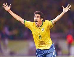 Brazils Kaka celebrates his goal against Croatia during their Group F match in Berlin 
