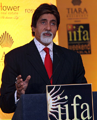 Amitabh Bachchan, brand ambassador of International Indian Film Academy (IIFA), speaks during a press conference at the inauguration of the IIFA's Weekend and Awards in Dubai on Wednesday.