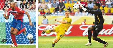 Costa Ricas Paulo Wanchope breached the German defence twice in the World Cup opener; Debutants Trinidad & Tobago snatched a point from the Swedes due to the goalkeeping of Shaka Hislop