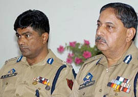 Jammu and Kashmir DGP Gopal Sharma with IGP S.M. Sah brief mediapersons in the valley in Srinagar on Saturday.