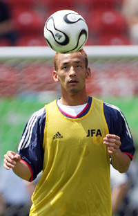 Japans Hidetoshi Nakata takes part in a practice session in Nuremberg on Saturday. Japan take on Croatia on Sunday. 