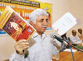 Mr V.P.Saini, chairman of the Netaji Subhas Foundation, addresses Citizens' Convention in Chandigarh on Sunday