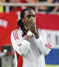 Trinidad and Tobagos Brent Sancho reacts after scoring an own goal during their Group B match against Paraguay in Kaiserslautern on Tuesday. 
