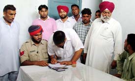 The police records the statement of a relative of Harjinder Singh who was found dead in Ludhiana on Friday
