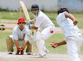 Sagar Sandhu of Karnal bats during the last league match of the Haryana State Inter-District Under 19 Cricket Championship at DAV Sector 8, Chandigarh, on Sunday