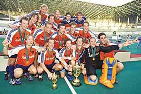 The Netherlands hockey team with the spoils of victory after winning the Sultan Azlan Shah hockey tournament in Kuala Lumpur on Sunday