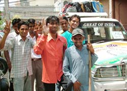 Physically and mentally-challenged youths ready to embark on a trip to the hill stations organised by the Director, Youth Services, in Jalandhar