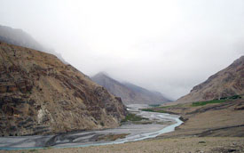 A picturesque view of Spiti River near Kaza