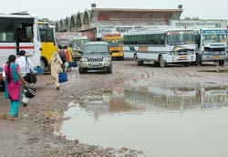The Inter State Bus Stand in Jalandhar on Thursday continues to remain waterlogged even two days after pre-monsoon rain lashed the region. 