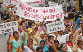 Women take out an awareness rally against female foeticide in Jalandhar