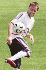 French forward Franck Ribery juggles the ball during a training session in Weserbergland Stadium, Hameln, on Thursday. 