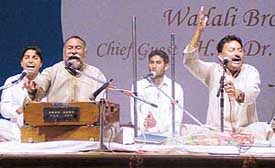Wadali brothers perform at a function organised by the State Bank of India at Moti Ram School in Sector 27, Chandigarh, on Saturday