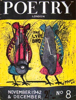 Cover of Poetry London, no. 8, with lyrebird design by Henry Moore. 1942