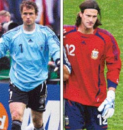 German goalie Jens Lehmann and Argentinas Leonardo Franco