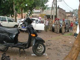 The scooter which the trader was riding when he was looted near the grain market