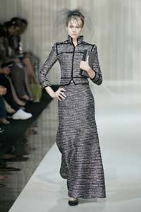 A model presents a creation of Italian designer Giorgio Armani as part of his Haute Couture fashion show in Paris 