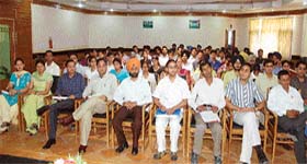 Students attend a pre-placement talk at Chandigarh Engineering College, Landran